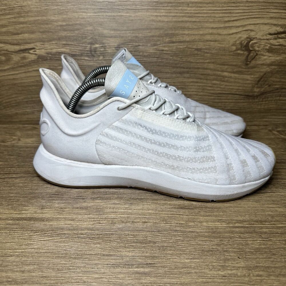 Saysh One Sneakers Women's White Size 8 US Ecru Stripes Athleta Allyson Felix